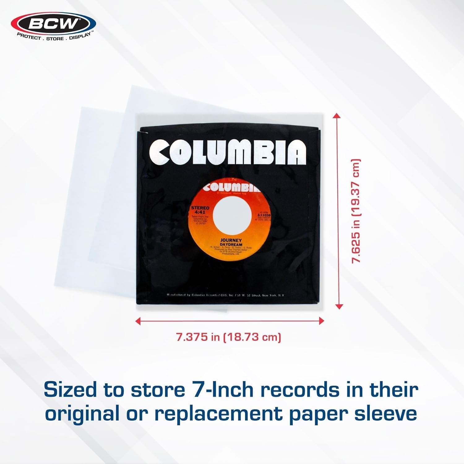 BCW 45 RPM Vinyl Record Sleeves 7-3/8" x 7-5/8" 2-mil thickness (400-Count)