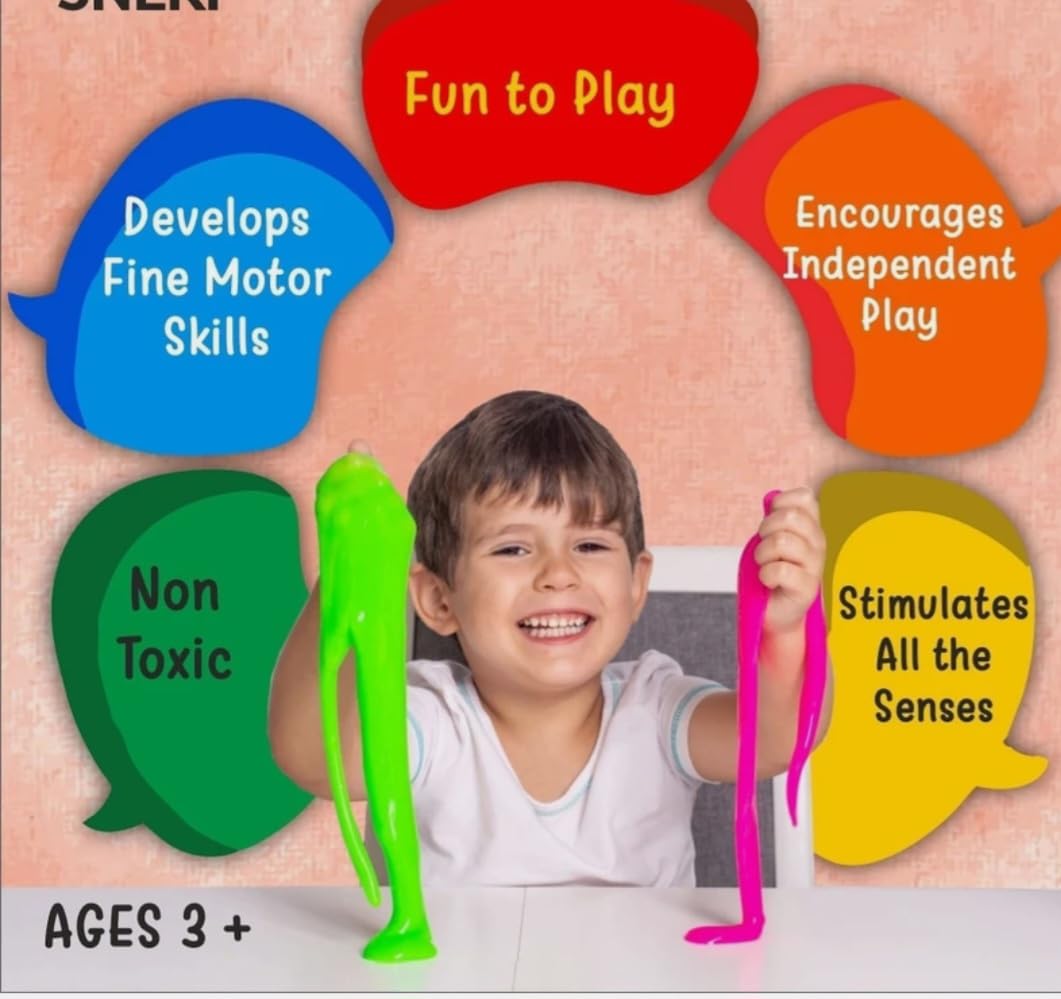 Pack of (4) Slime Toy for Kids Multi Colour DIY Stretchy Slime Kit with Glitter & Beads | Soft Sensory Toy for Boys & Girls Age 3-10 | Birthday & Festival Gift 4