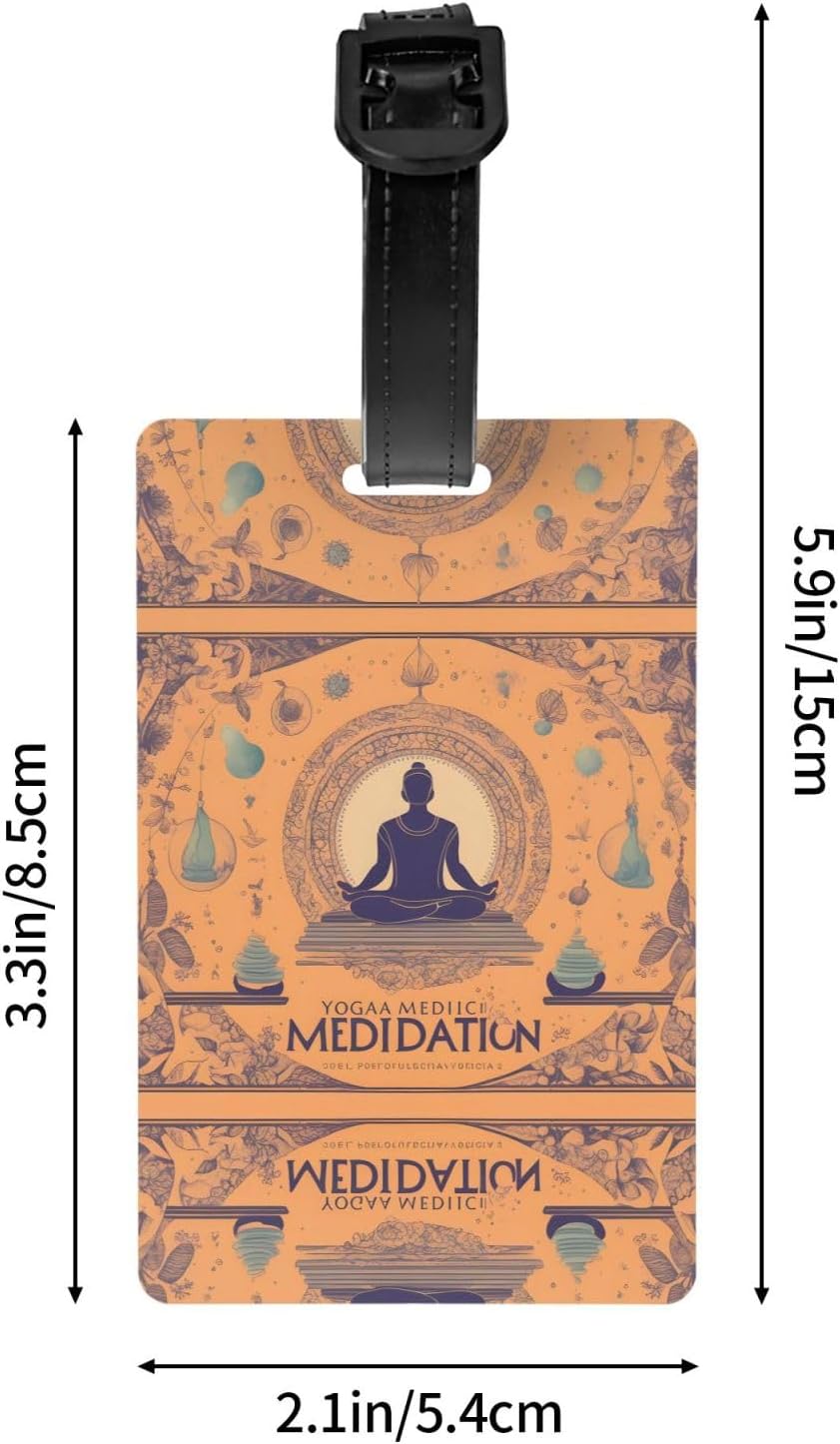 Yoga Meditation Prints Luggage Tag with Detachable Wristband - Travel Hook for Convenient Identification - Lightweight & Personalized Business Card Size image 4