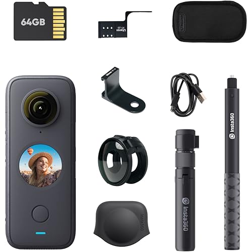 Insta360 ONE X2 360 Degree Waterproof Action Camera, 5.7K 360, Stabilization, Touch Screen, AI Editing, Live Streaming, Webcam, Voice Control (Creator Kit)