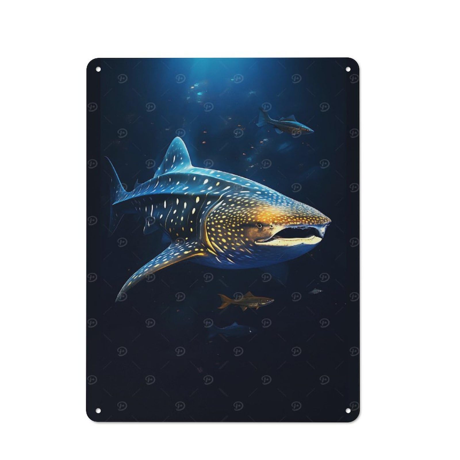 Whale Shark Underwater Decorative Metal Sign 40x30cm, Understated Studio Wall Plaque for Hobby Room, Office, Lounge Or Living Room