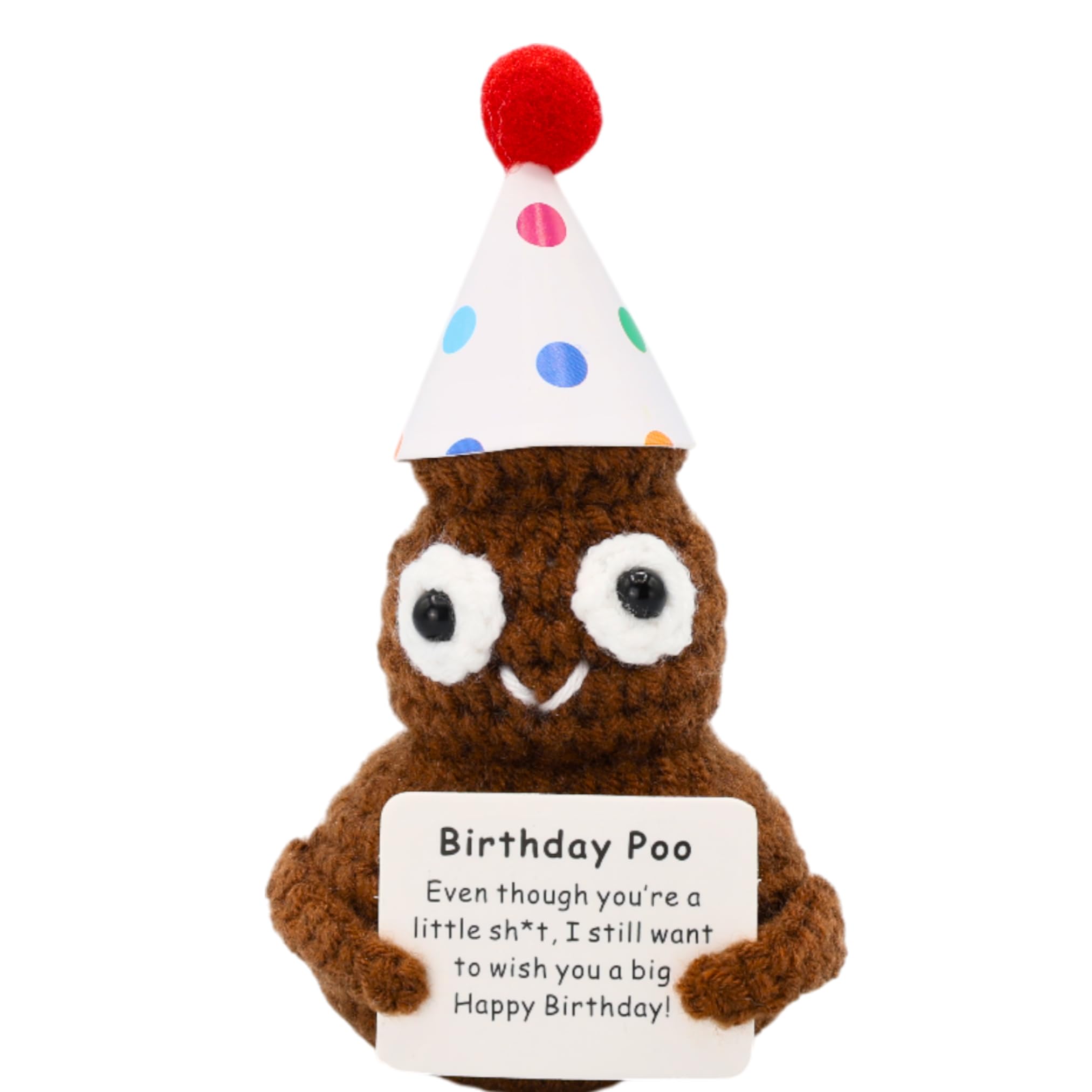 The trend collection Birthday Poo with Stand. Emotional Support Crochet Gift. Happy Birthday Gifts for Women, for Her. Present for Mom. Funny Gag Gift