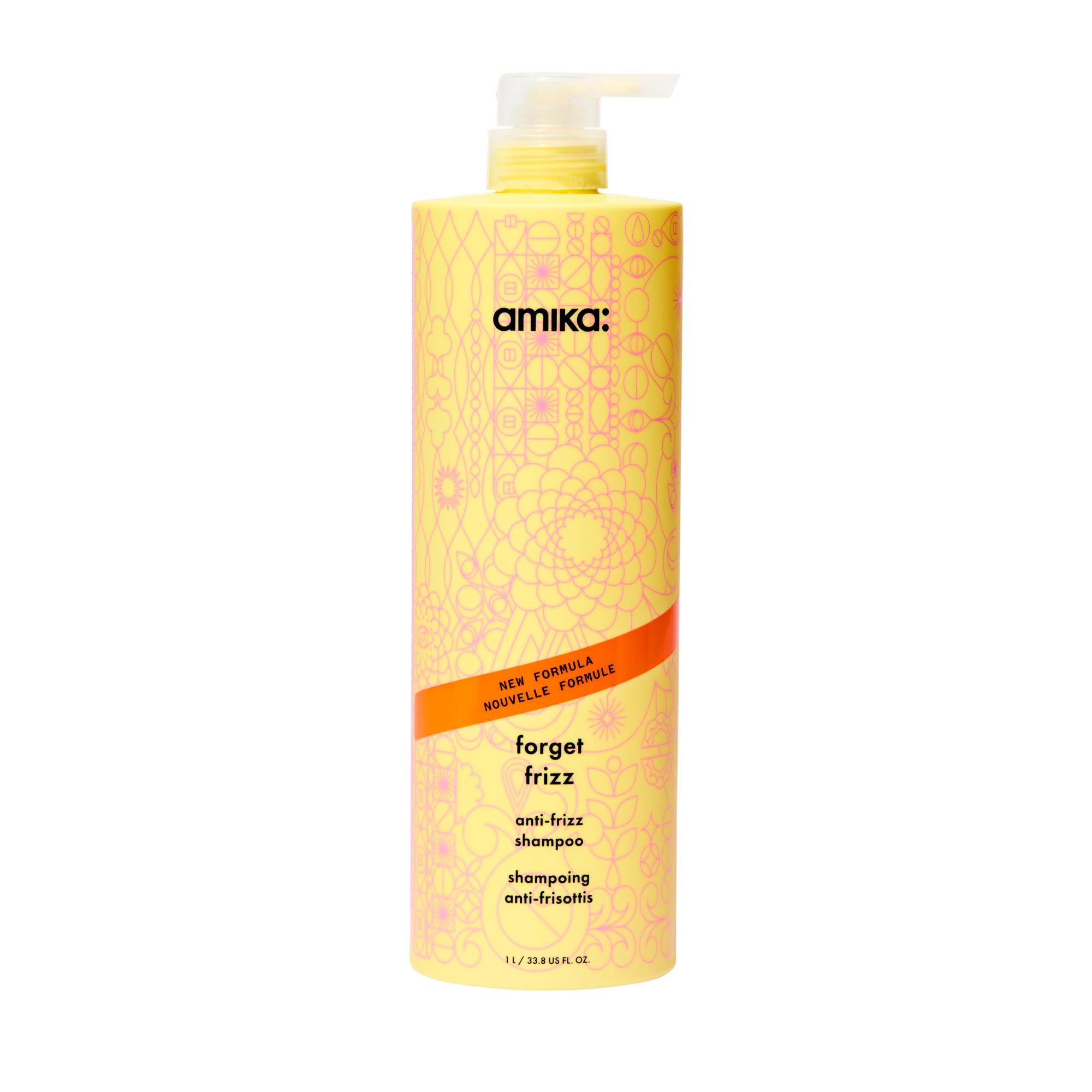 amika forget frizz anti-frizz hair shampoo, smoothing sulfate free shampoo for frizz-prone hair with aloe + sea buckthorn