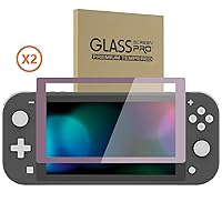 Vista 8 de eXtremeRate 2 Pack Dark Grayish Violet Border Transparent HD Saver Protector Film, Tempered Glass Screen Protector for Nintendo Switch Lite