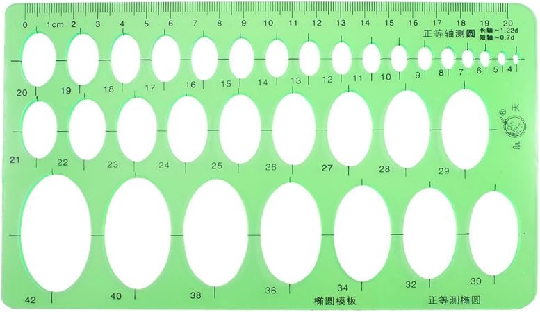 Amazon Myoffice 楕円形のテンプレート定規 テンプレート 製図用品 プラスチック素材 クリアグリーン 22 X 13 3cm ルーラー 分度器 文房具 オフィス用品