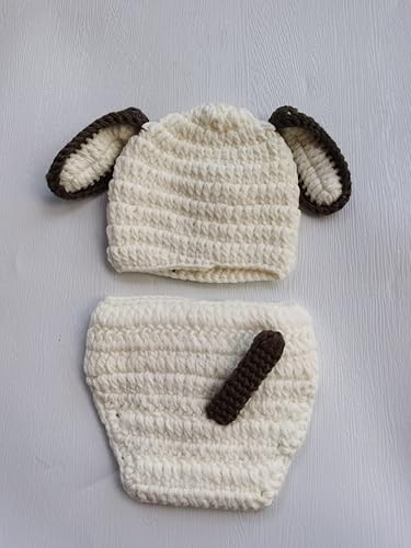 Miniatura 5 de Coberllus Traje de bebé recién nacido, niña, niños, accesorios de fotografía, trajes de perro encantador hecho a mano de ganchillo tejido gorro para