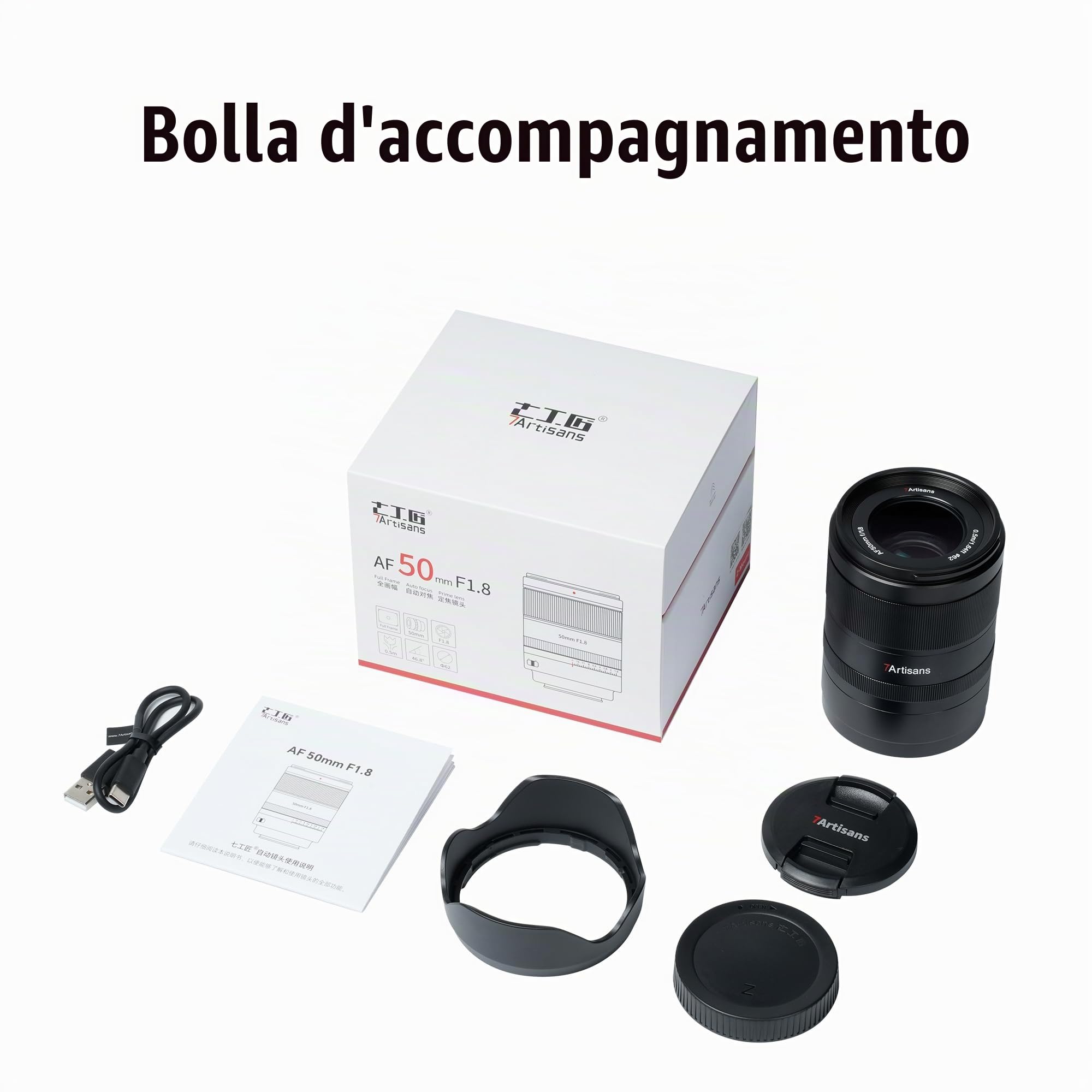 7artisans AutoFocus 50mm F1.8 Full Frame Lens, F1.8 grande apertura, supporto apertura automatica/manuale e riconoscimento viso/occhio, compatibile con Nikon Z5 Z6 Z7 Z6II Z7II Z9, ecc.Nero