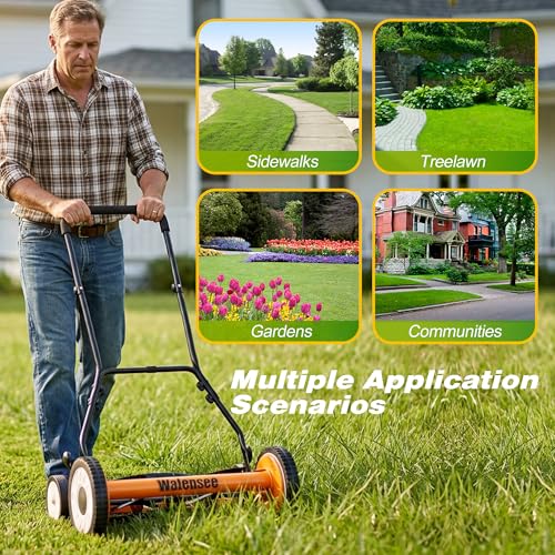 Walensee Push Reel Lawn Mower 18-Inch 5-Blade Height Adjust Sponge Grip by Walensee - Image 7