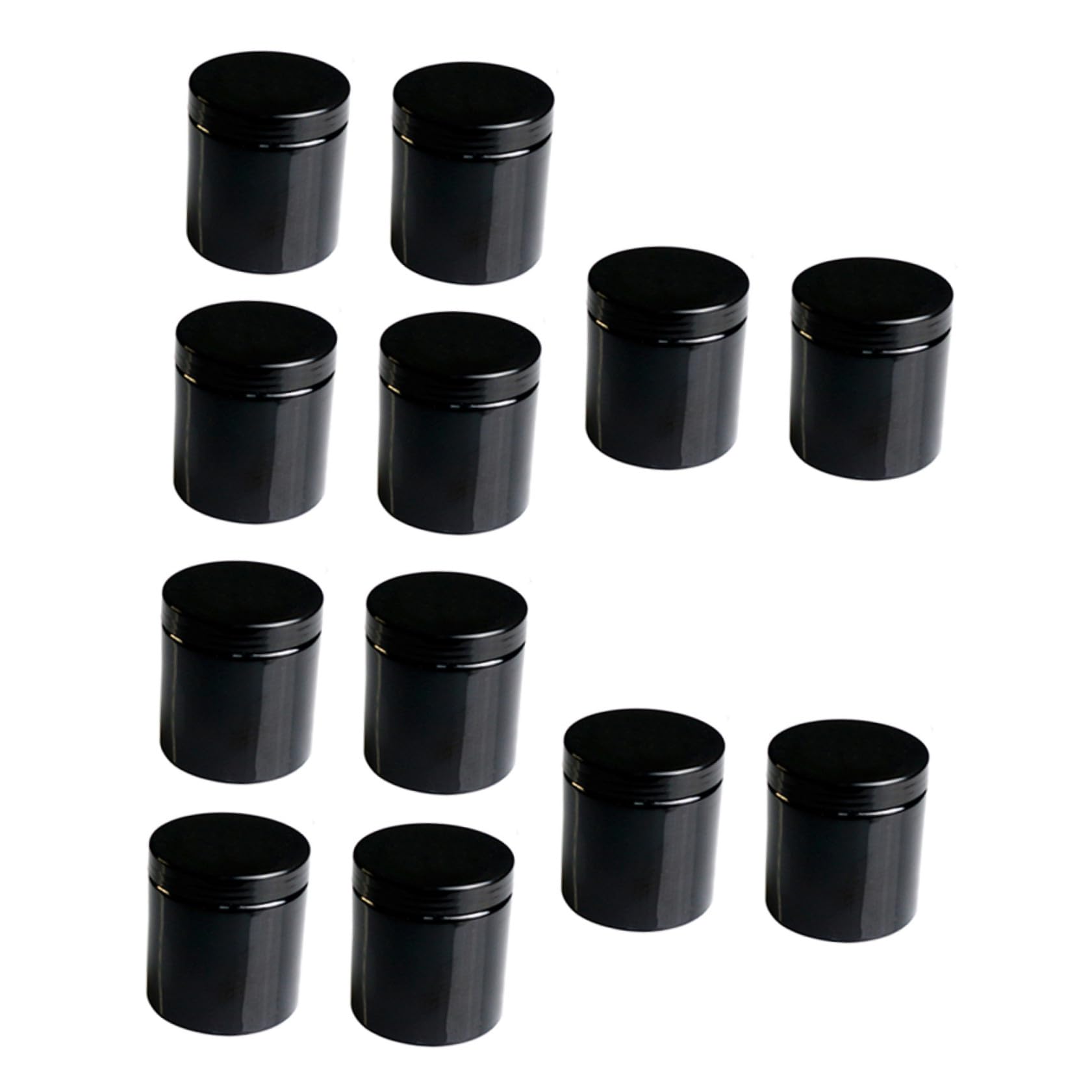 Boîte Cosmétique Noire 12 Pièces 500 Ml en Plastique PET à Large Ouverture pour Rangement Produit Beauté et Soins Visage