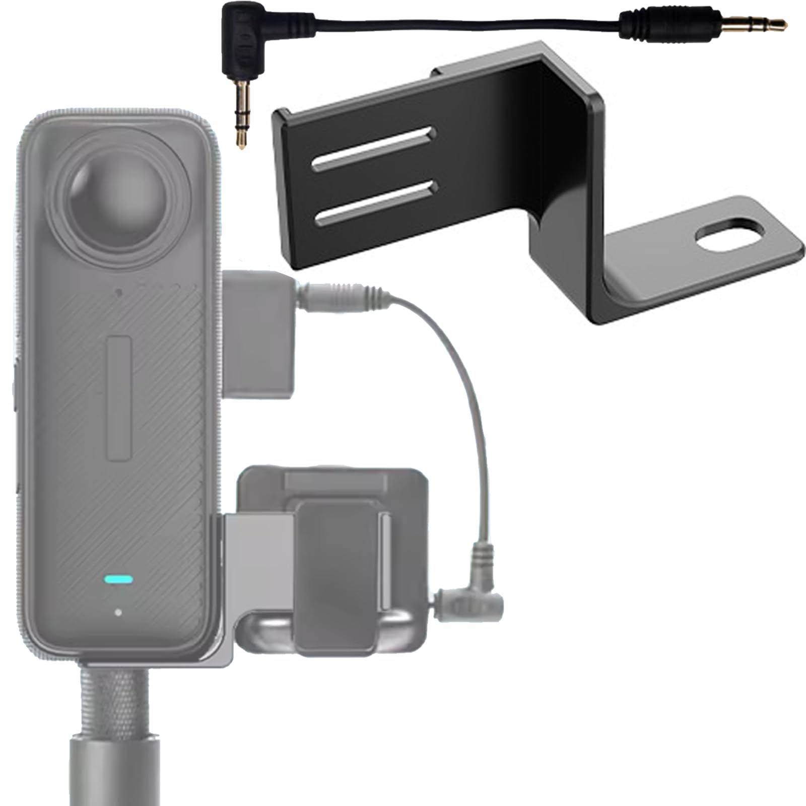 Honlyn Microphone Metal Expansion Mount for Insta360 X5 Camera Accessories Fixed Holder Bracket with Cable