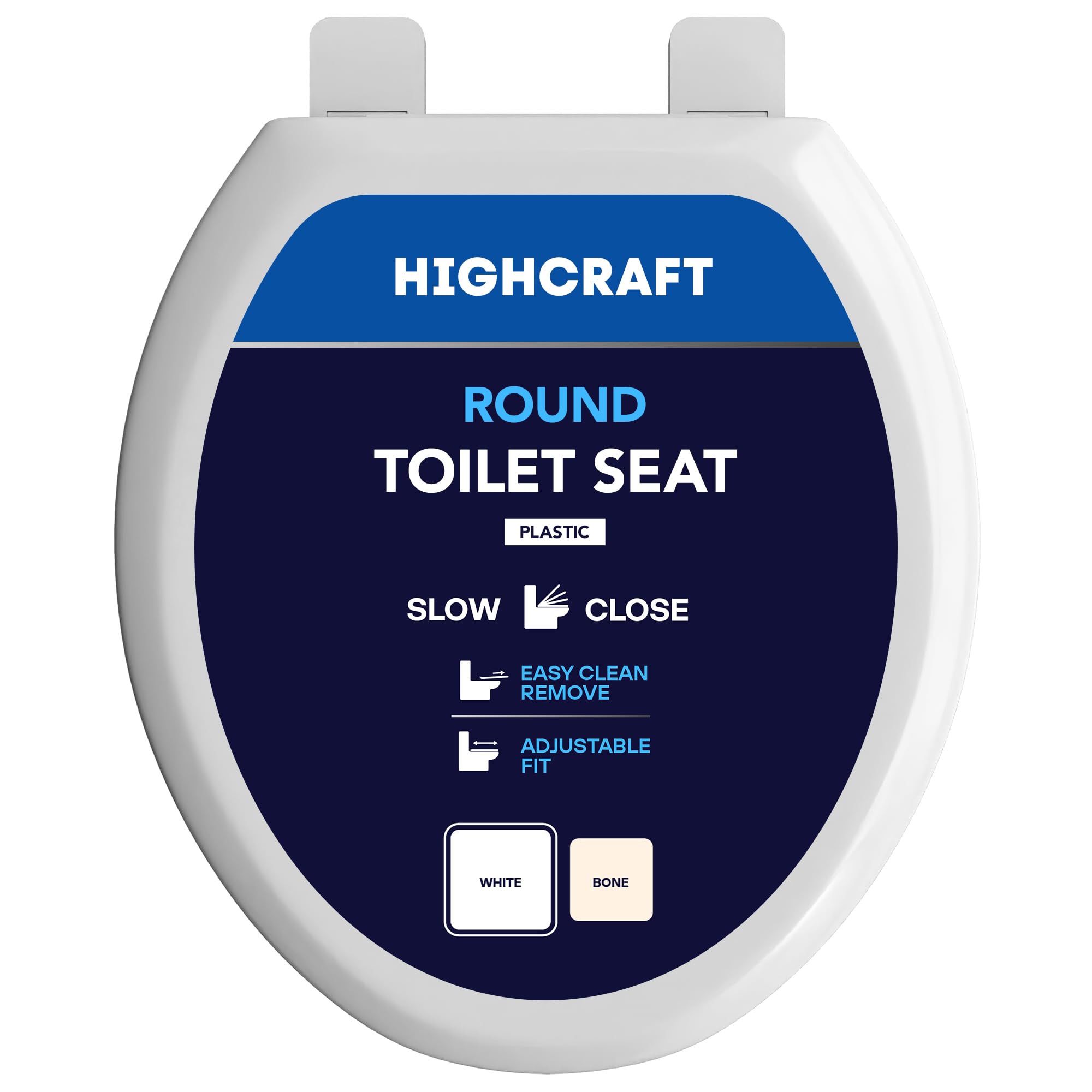 highcraft w4tspr round plastic toilet seat slow close ? easy remove, white