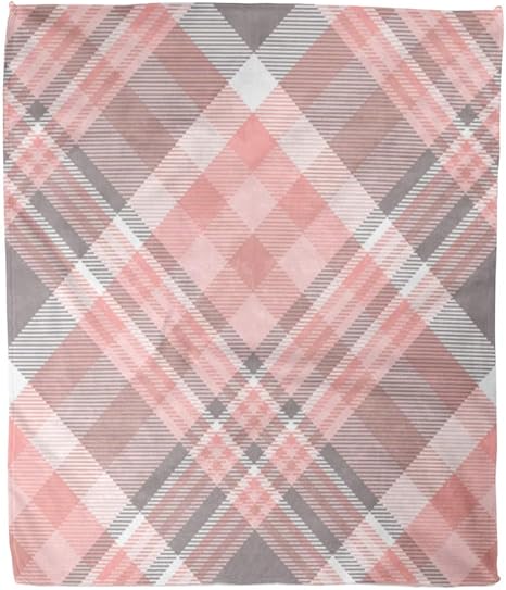 Amazon Emvency フランネル スローブランケット グレー 斜めタータンチェック 格子柄プリント ピンクとグレー 伝統的なチェック柄 デジタルガーリー 50x60インチ 軽量 心地よいフラシ天 ふわふわ 暖かい 柔らか キッズ ジュニア用寝具 オンライン通販