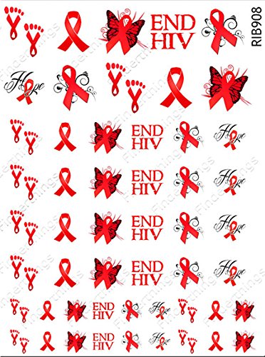 Amazon.com: AIDS HIV Awareness Ribbon Mix Support Nail Art Decal ...
