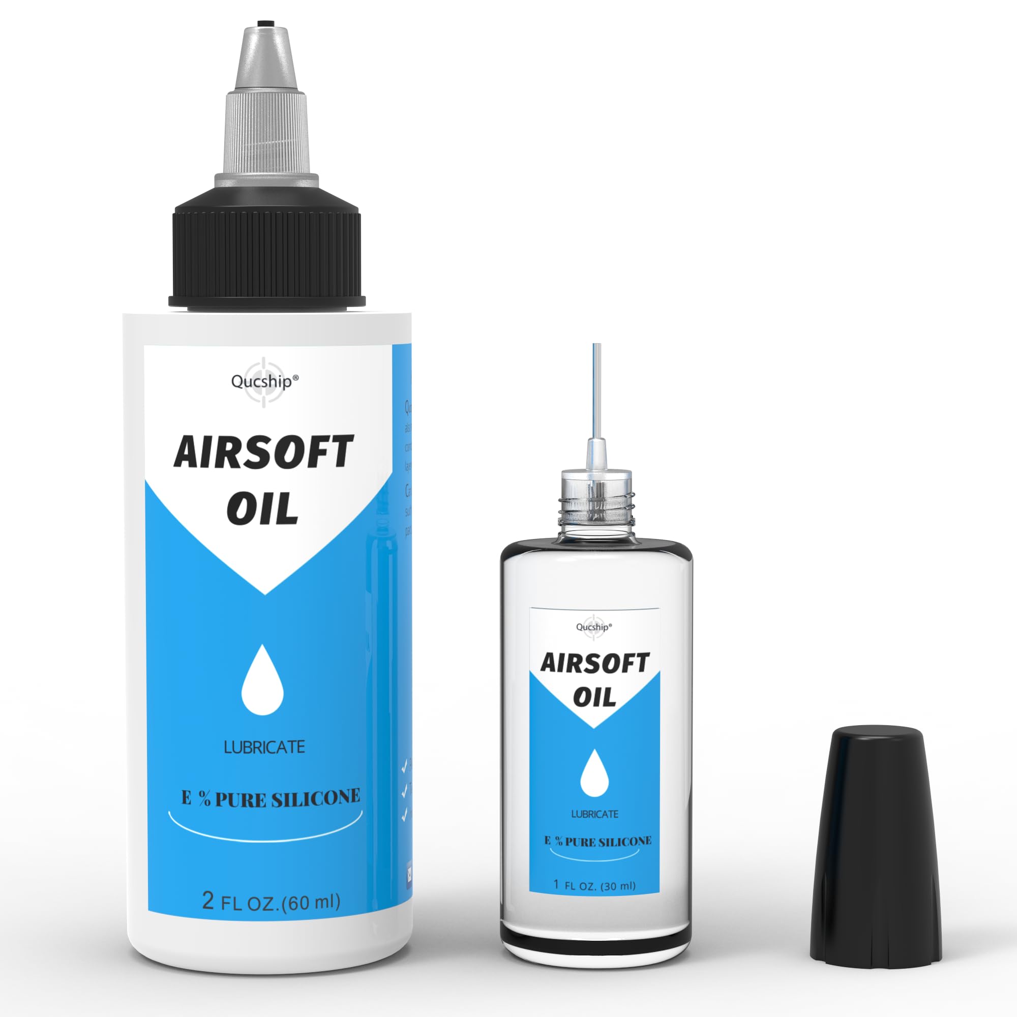 Airsoft Oil 2 oz & 1 oz Needle Oiler 100% Silicone Air Gun Oil, Multi-Purpose Airsoft Chamber Lube, All Purpose Silicone Lubricant Oil for All Airgun