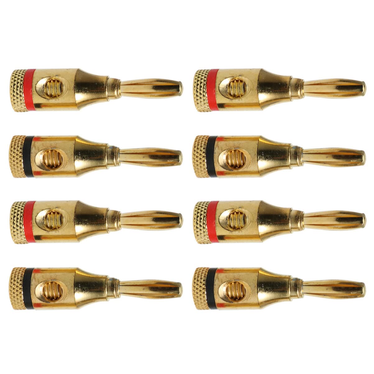 WINOMO 8 Pezzi Connettori A Banana Placcati Oro Da 4mm Per Cavi Diffusori – 4 Rossi E 4 Neri, Impilabili Per Doppio Cablaggio