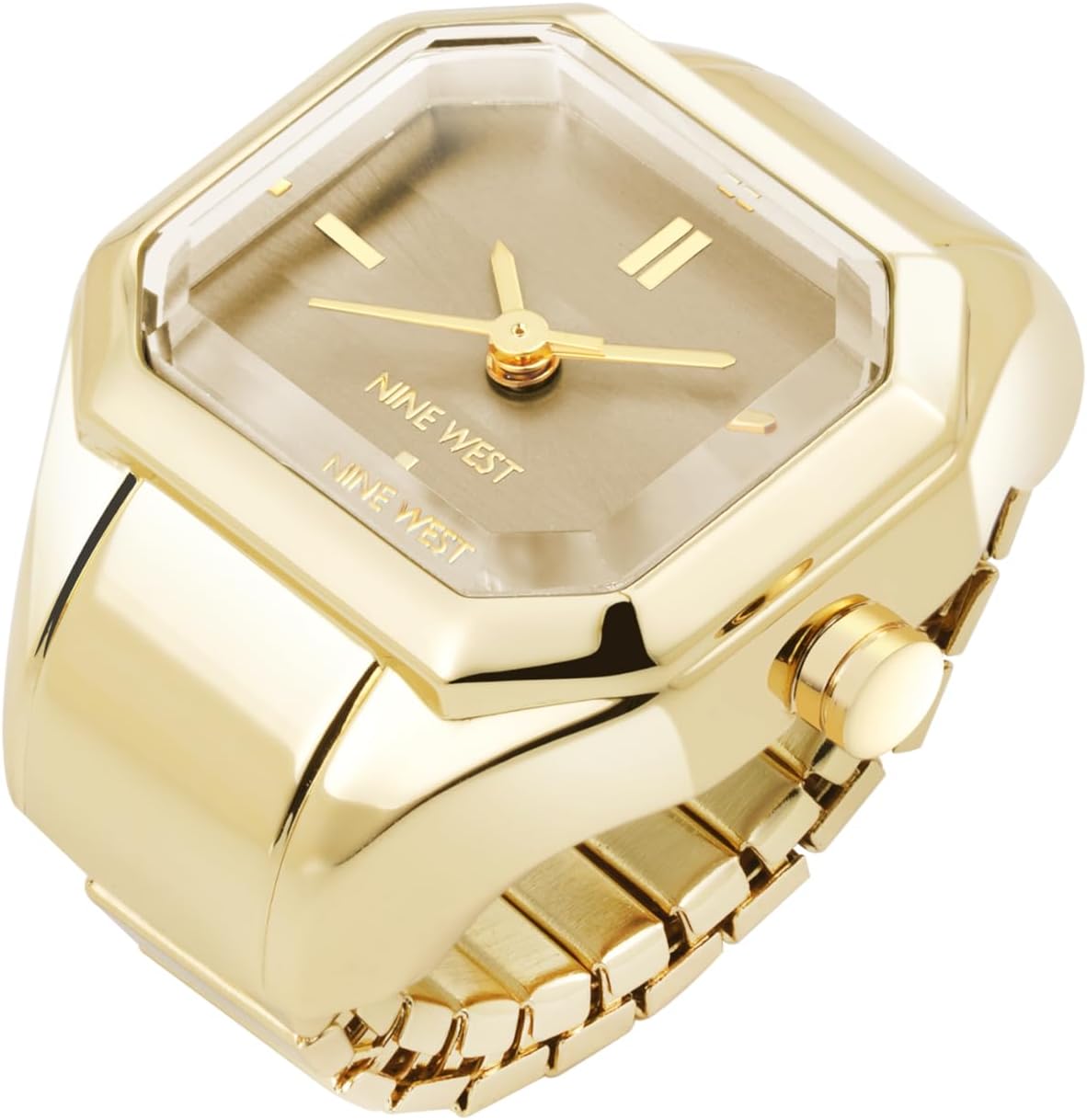 Nine West Women's Ring Watch Gold/Tan/Silver/Pink
