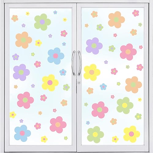 Vista 22 de Whaline 9 hojas de flores hippie retro boho groovy - Adhesivos de doble cara coloridos preppy anticolisión y calcomanías