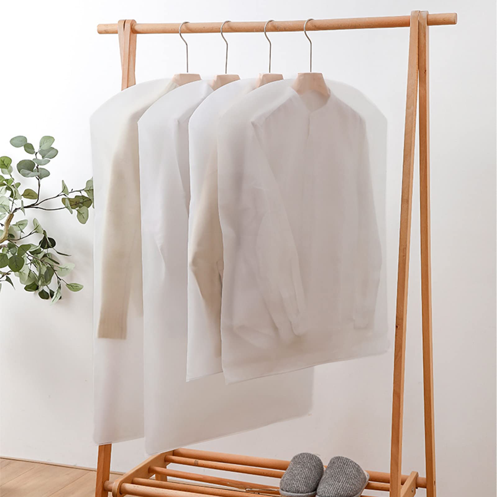 12 Pcs Transparent Garment Bags With Shoe Bags - 60x120cm, PEVA Waterproof, Dust Proof Hanging Clothes Protectors
