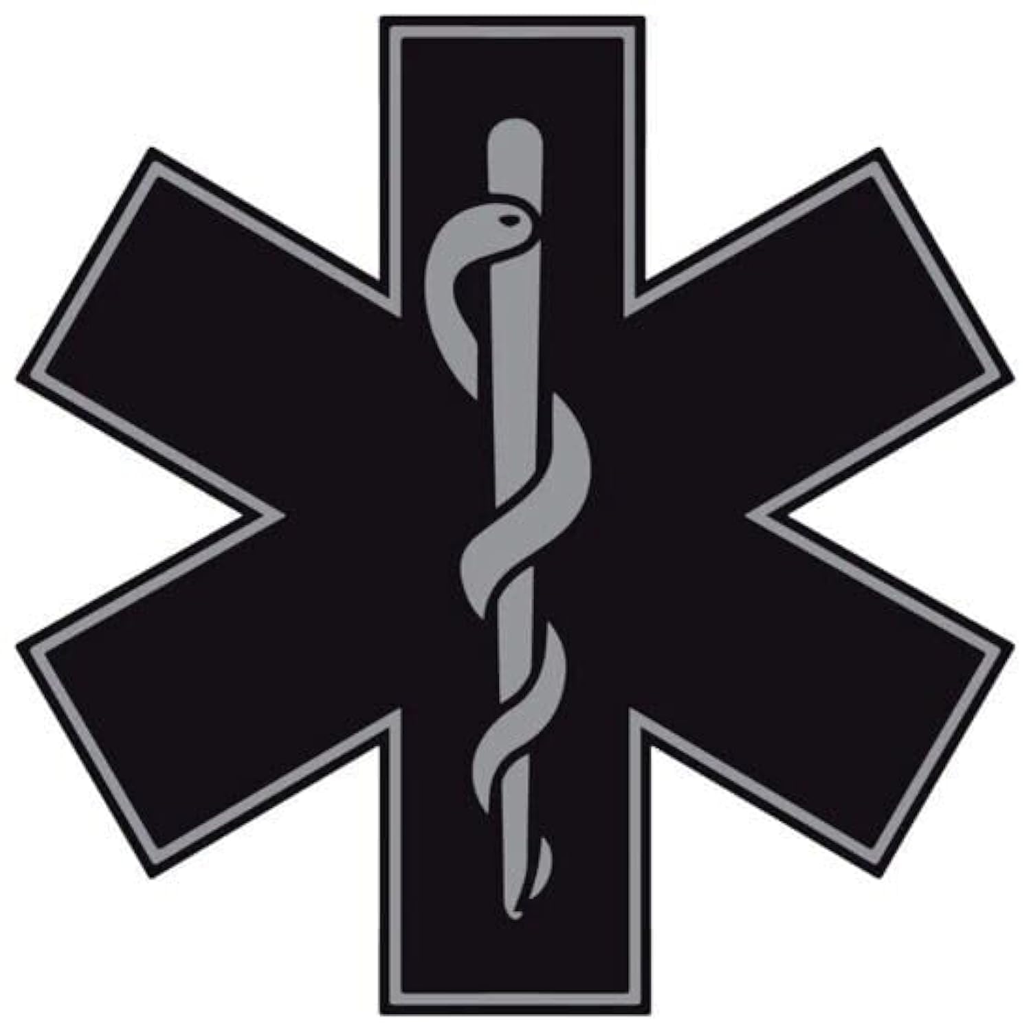 Kramer sticker's shop Black Subdued Reflective Star of Life Fire Helmet Decal EMS EMT 2 in.