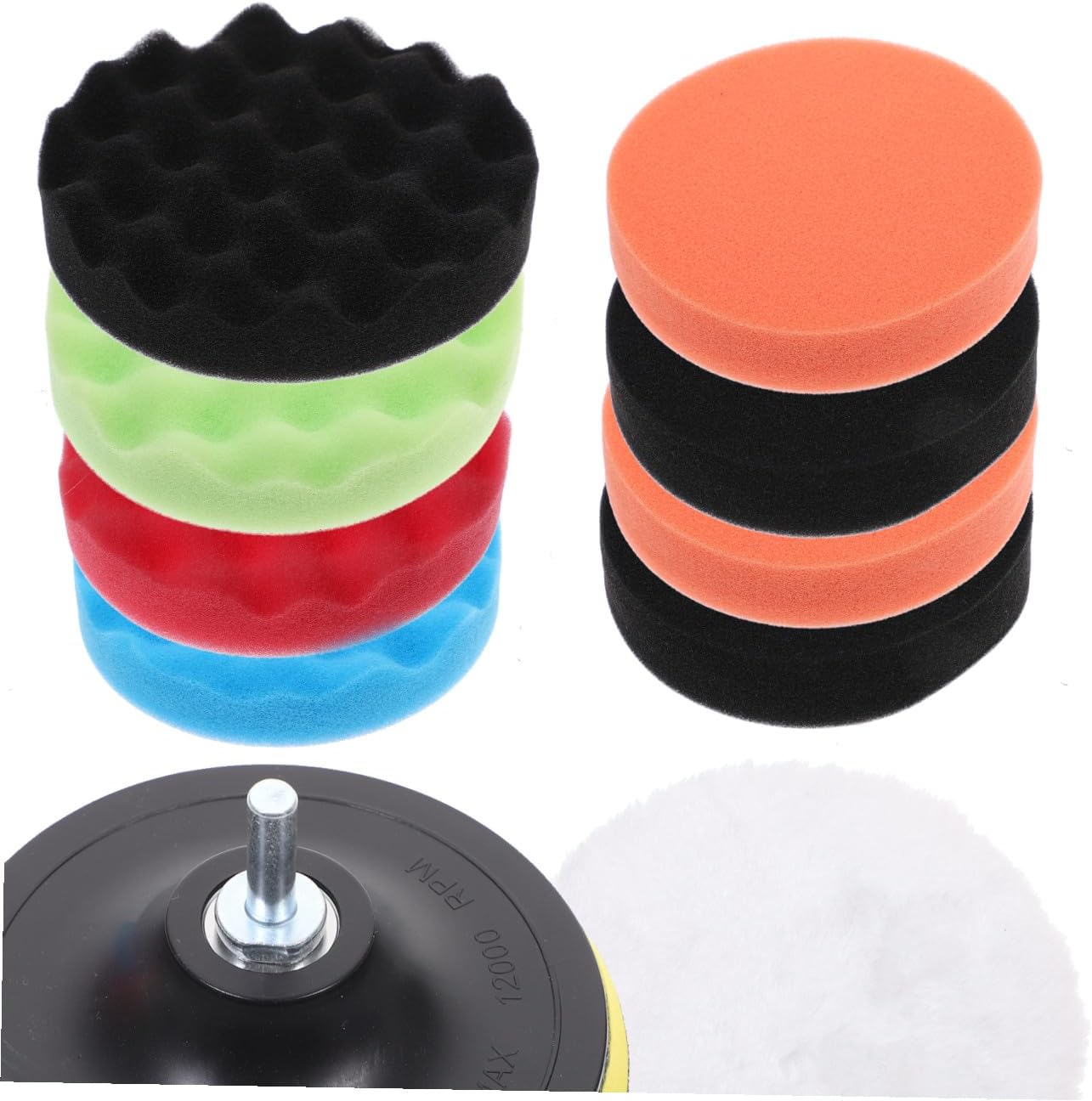 Polishing Pad Set for Drill Car Detailing Buffing Kit Hook Loop Sponge for Waxing Suitable for Polishing Machines and Lathes