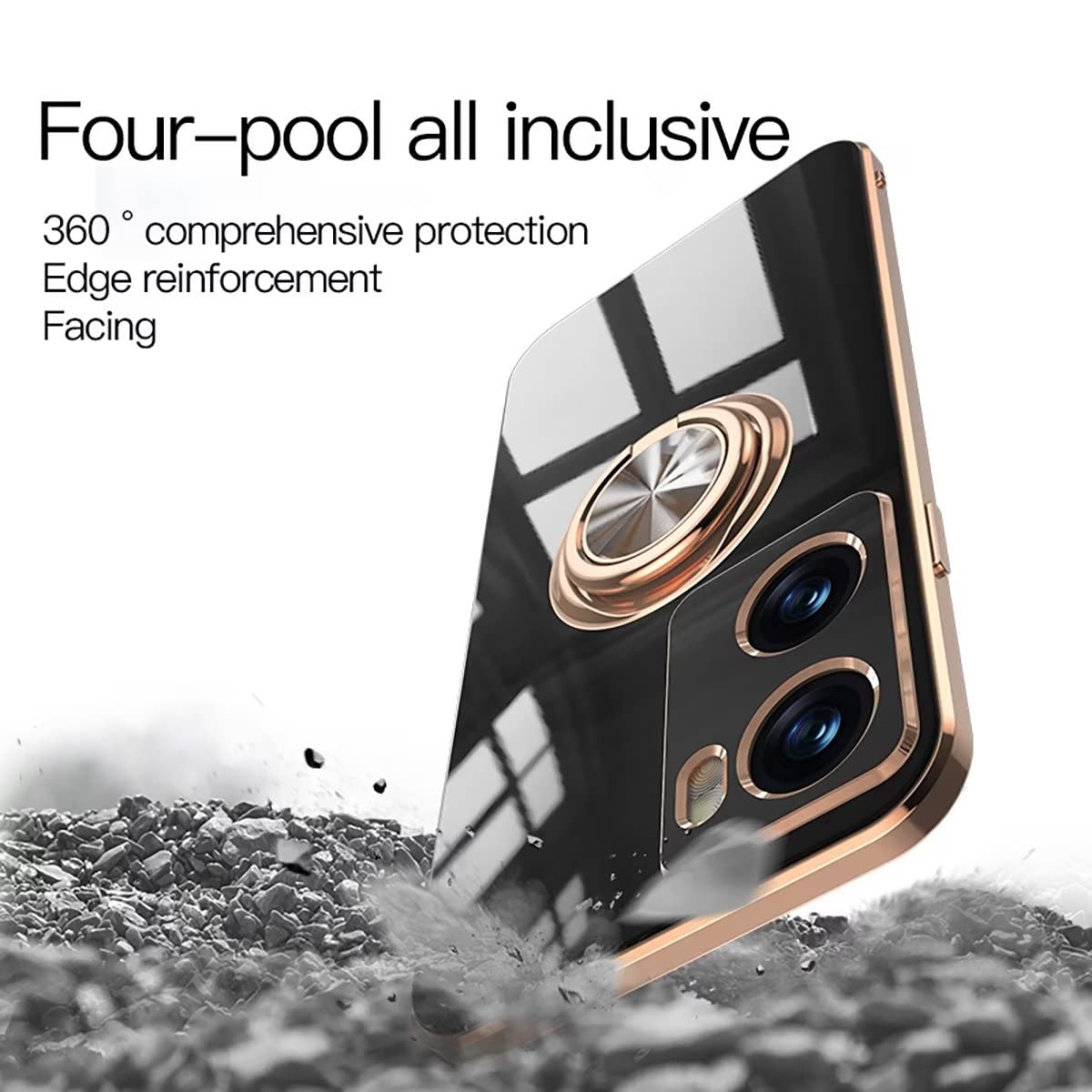 ESONG Cover Con Anello Magnetico 360° Per OPPO A77/A57/A57S 4G – Silicone TPU Antiurto, Bianco - 3