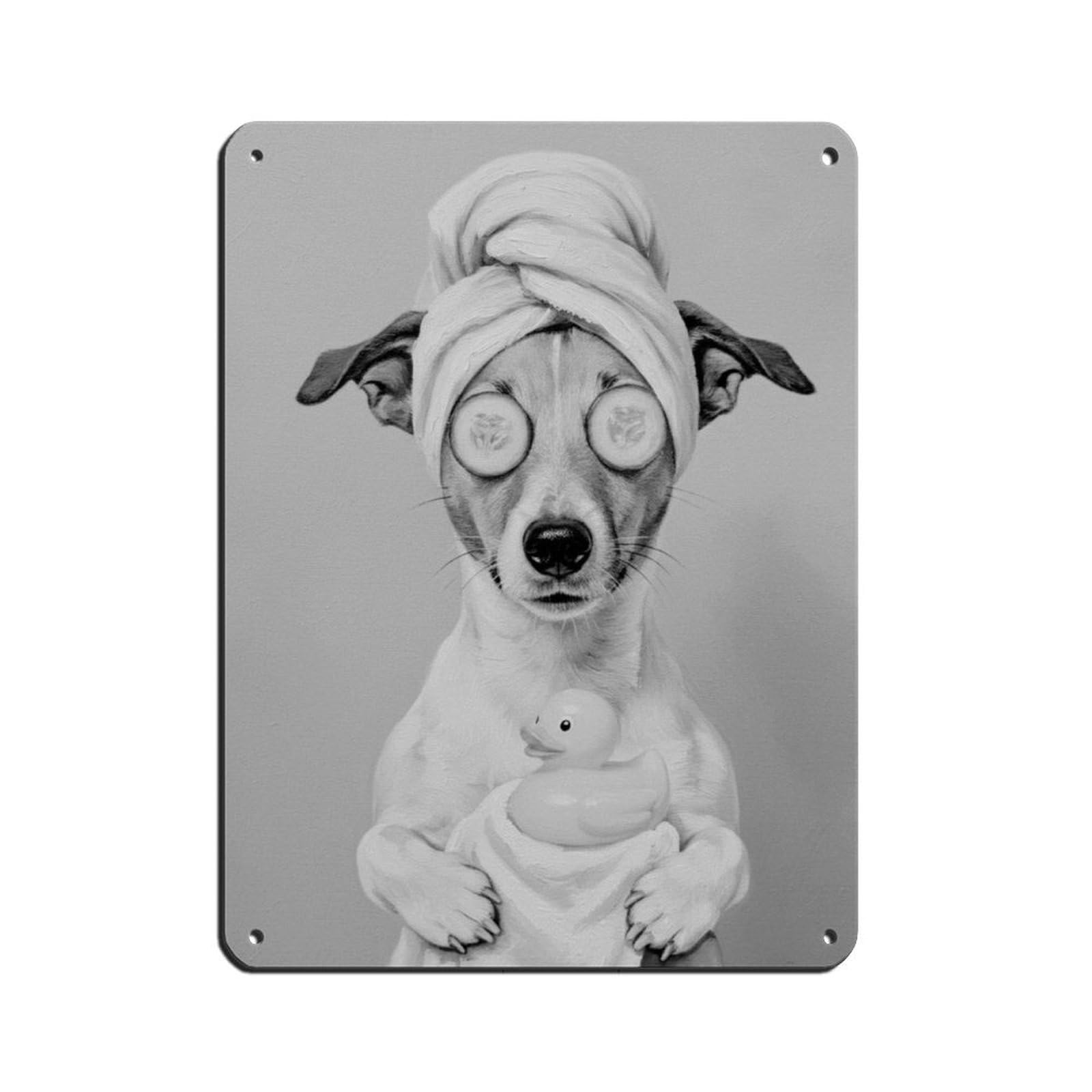 Bathroom Spa Art, Jack Russell Terrier Dog Retro Poster Metal Tin Sign Chic Art Retro Iron Painting Bar People Cave Cafe Family Garage Poster Wall Decoration 12x16inch(30x40cm)