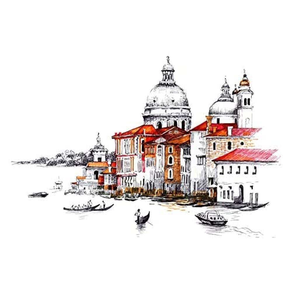 Wee Blue Coo Venetian Cityscape Illustration Unframed Art Print Poster Wall Decor 12x16 inch