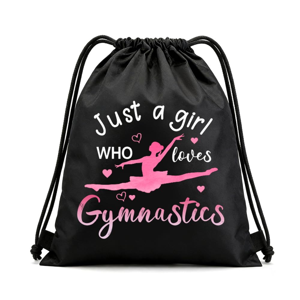 Gymnast Drawstring Bag for Girls Women Birthday Gifts for Gymnasts Daughter Granddaughter Gymnastics Themed Gifts for Best Friend Just A Girl Who Loves Gymnastics Backpack