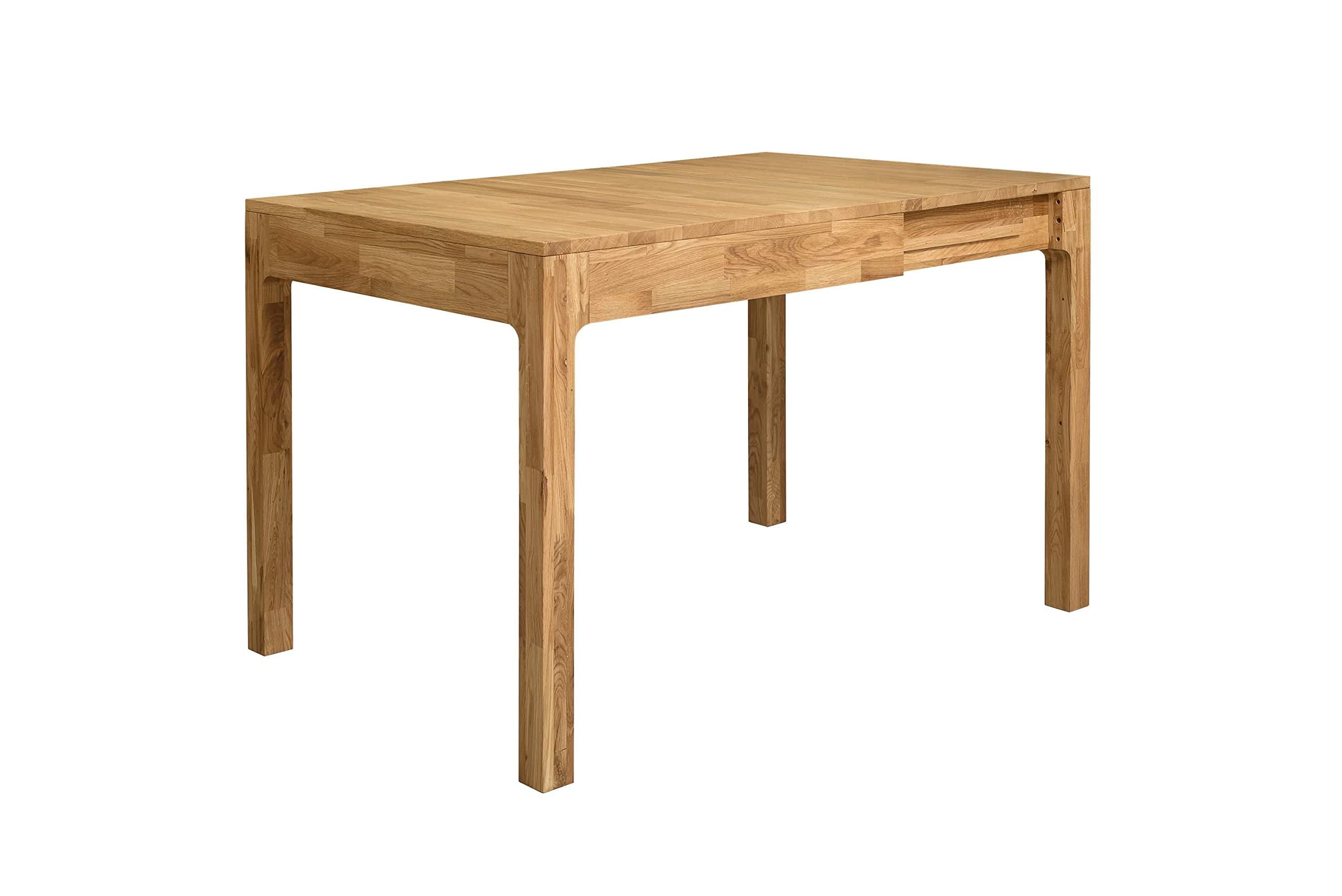Marsi Mesa de Comedor Extensible MARSI de Madera Maciza Roble, Ideal para Cocina Salon, Muebles Estilo Nordico, Mesa Rectangular (120-160x80x75cm., Roble Natural)