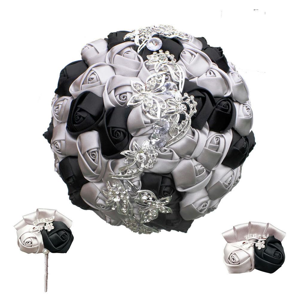 Bouquet artificiel haut de gamme avec corsage de poignet fait main pour célébration chic