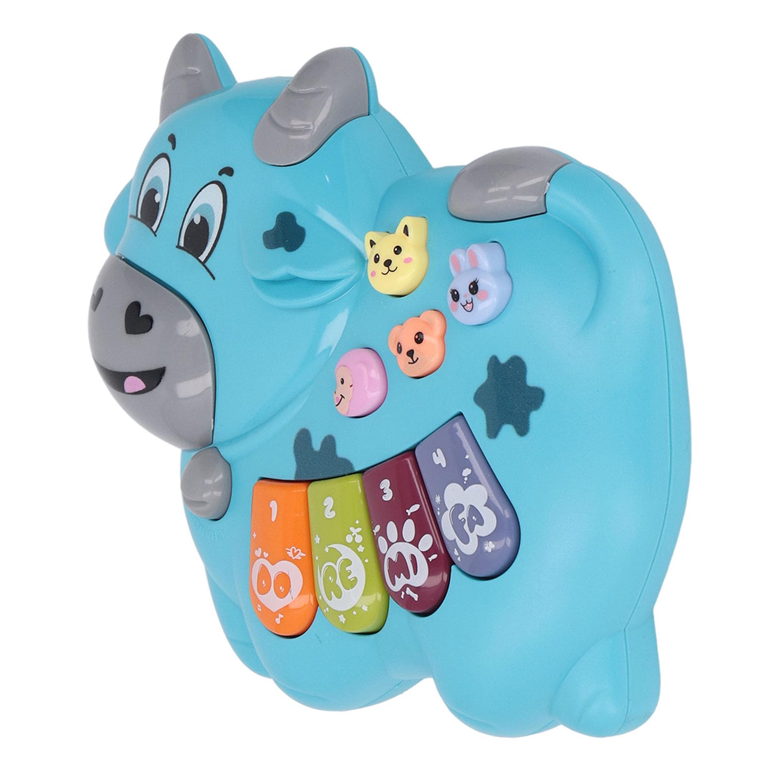 Piano Toy, Baby Piano Toy Cow Shaped Keyboard with Light and Music for Kids Early Education (blue)