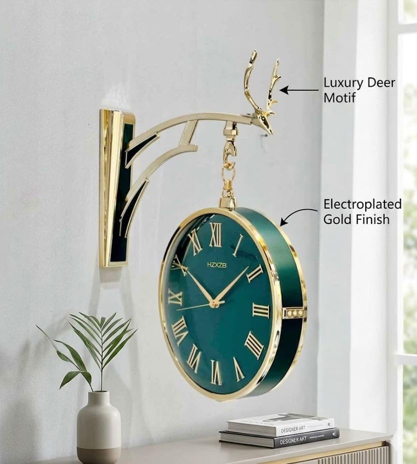Image of Double-Sided Clock, Wall Hanging,Wall Clock, Outdoor, Antique Double-Sided Clock,Store Clock, Shop, Cafe, Table Clock, Interior, West Coast (Clock)