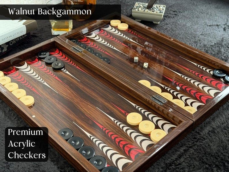 20" inch Large Backgammon Sets for Adults Chessmen Wooden Game Board Handmade Game Sets/Gift for Dad, Husband, Anniversary, Birthday
