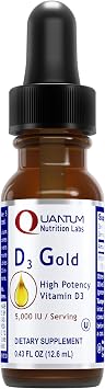 QNL D3 Gold - Vitamin D Liquid Drops - Bone Strength Supplement - Offers Cardiovascular & Immune Support - Premium Health & Wellness Product - 0.43 fl oz