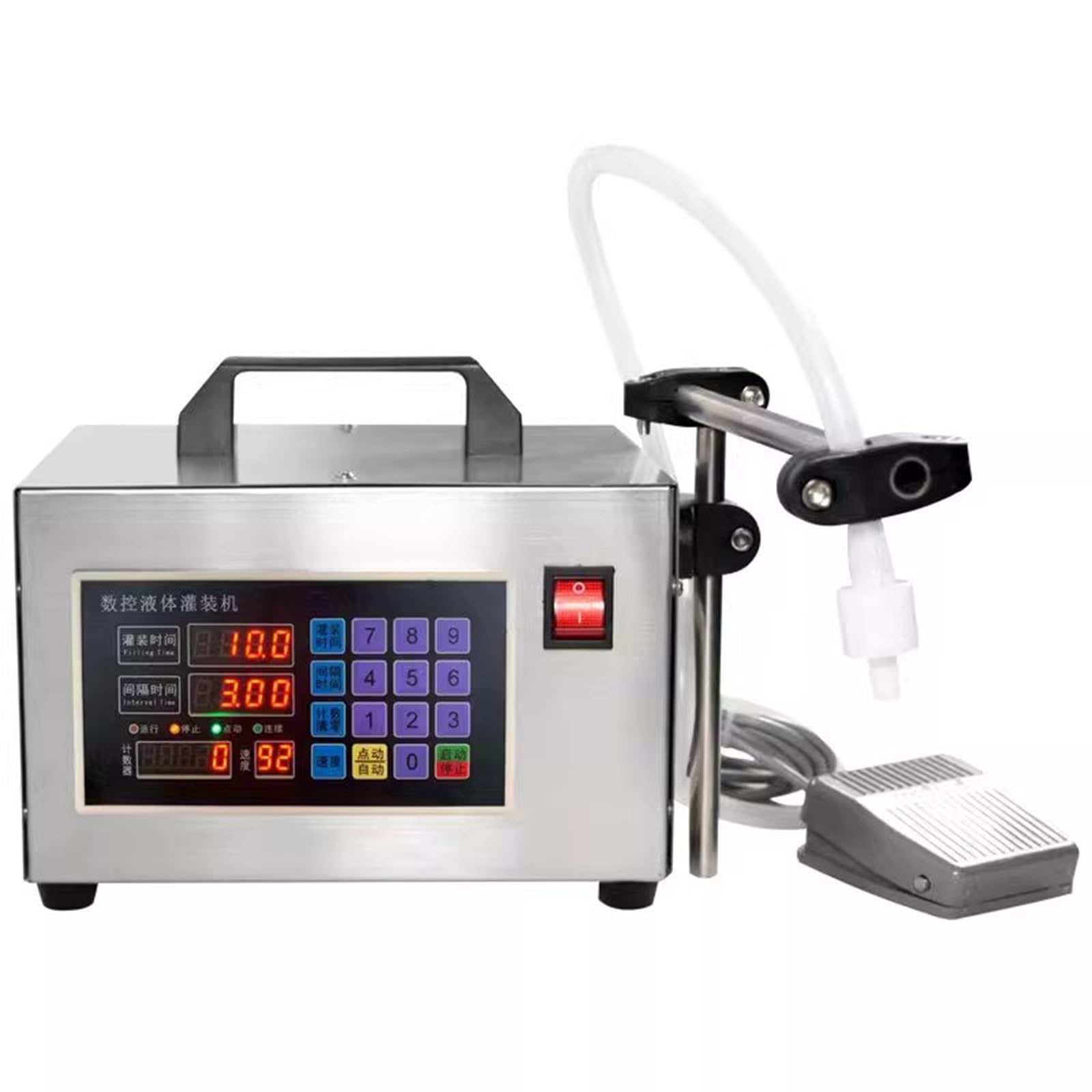 Máquina llenadora de líquidos, máquina llenadora de Botellas con Control Digital, llenadora automática de Botellas, con Panel CNC, manija, Soporte móvil, para Agua, café, Bebidas y Leche.