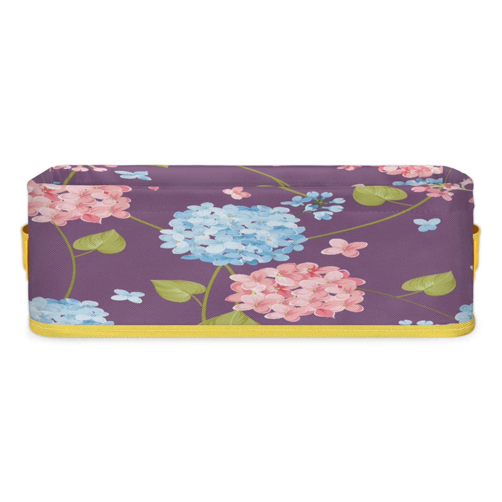 Hydrangea Flowers Pattern Bathroom Storage Basket Waterproof Foldable Storage Bins with Handles Decorative Toilet Paper Storage Basket for Organizing for House Bathroom Toiletries Set of 2