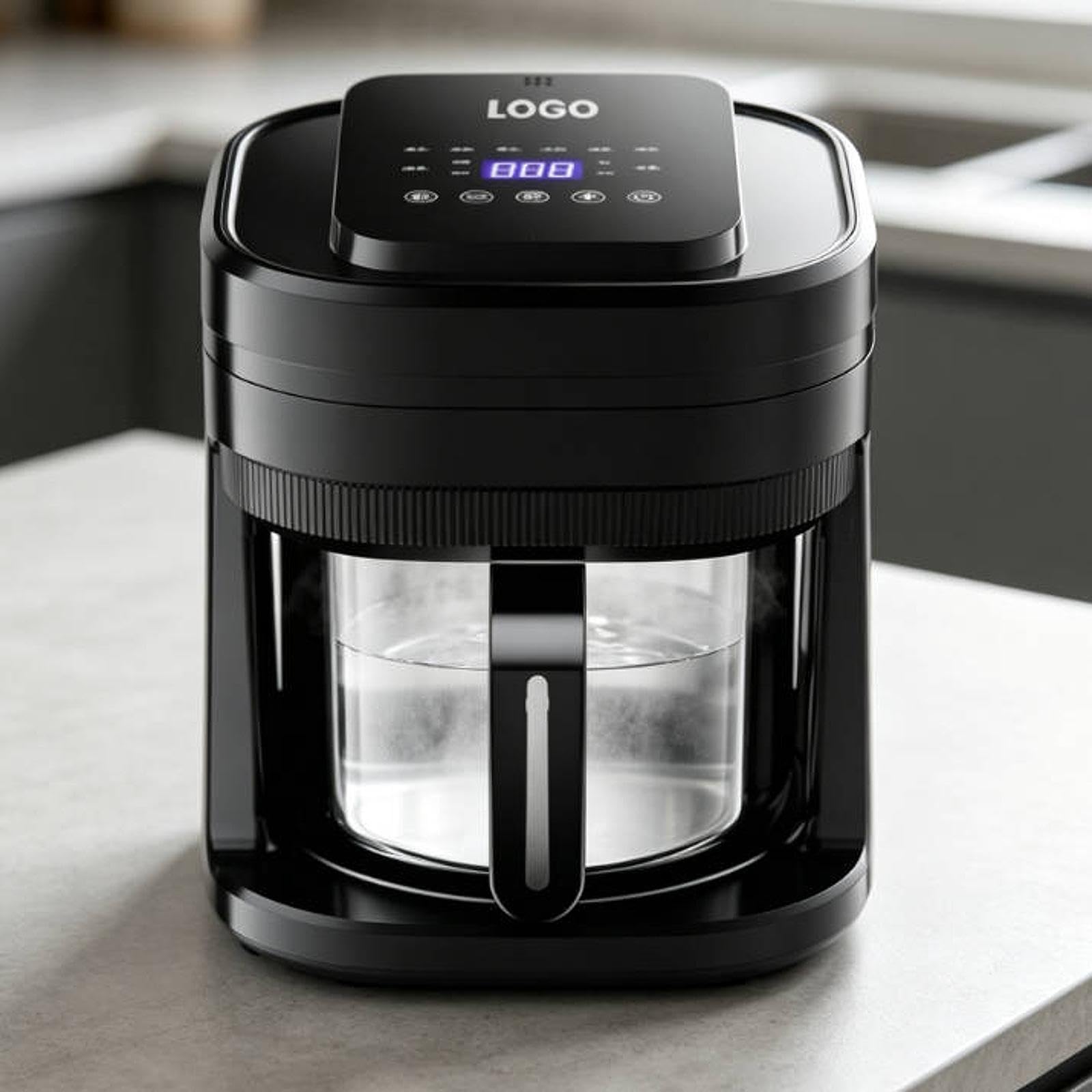 predolo Freidora de Aire con Pantalla Táctil Visible con Recipiente de Vidrio y Control Digital para Cocinar sin Aceite en la Encimera de la Cocina Doméstica