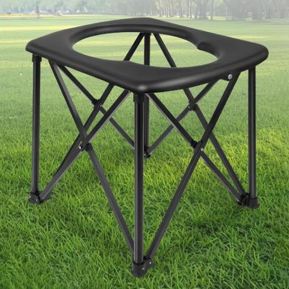 Inodoro de aluminio ligero para camping, orinal portátil con diseño plegable de viaje para senderismo, saneamiento, asiento de cubo al aire libre para caravana, ducha, trono, pesca y playa