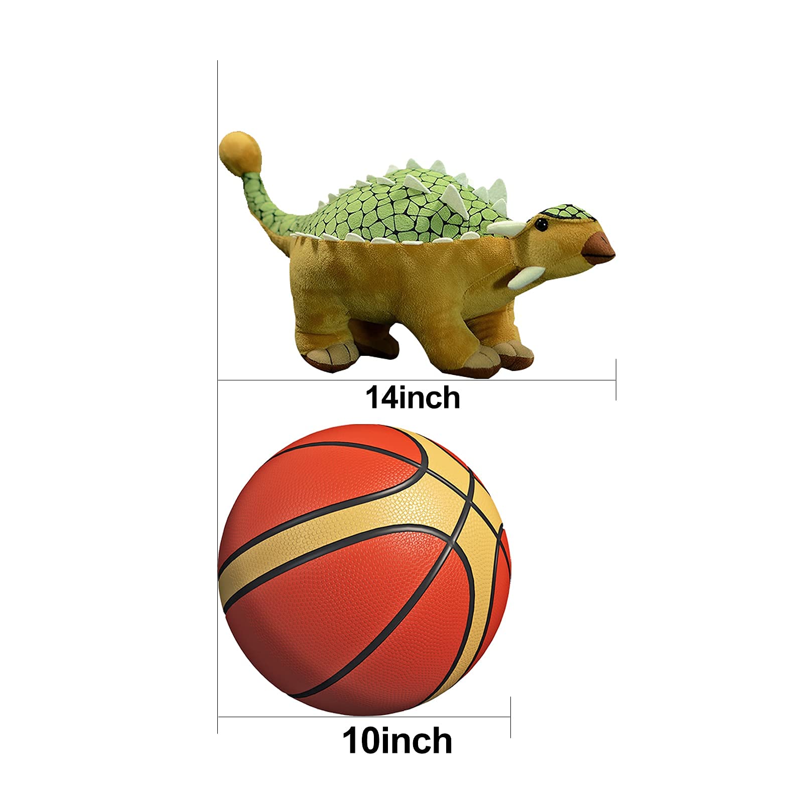 ZHONGXIN MADE Simulation Ankylosaurus Dinosaur Stuffed Plush Toy- 14inch Green Dinosaur Dragon Plushie, Figurines Dinosaur Stuffed Model Toys Soft, Gifts for Kids - Image 4