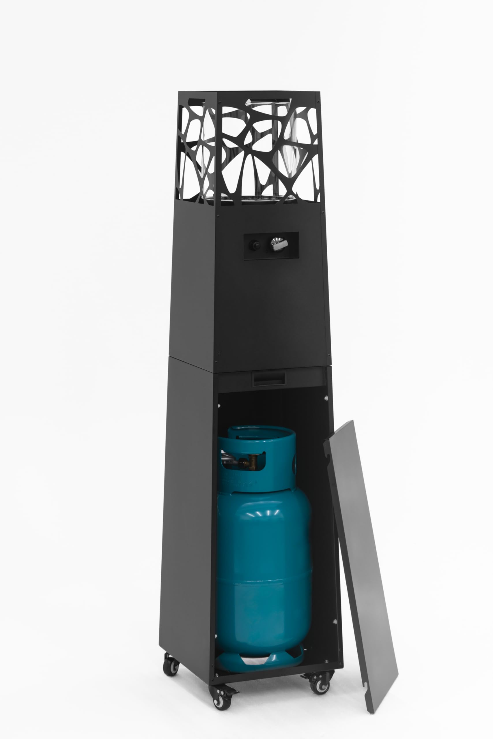 Planika Pyramid Chauffe-terrasse au Gaz Moderne Cheminée Extérieur Jardin Noir