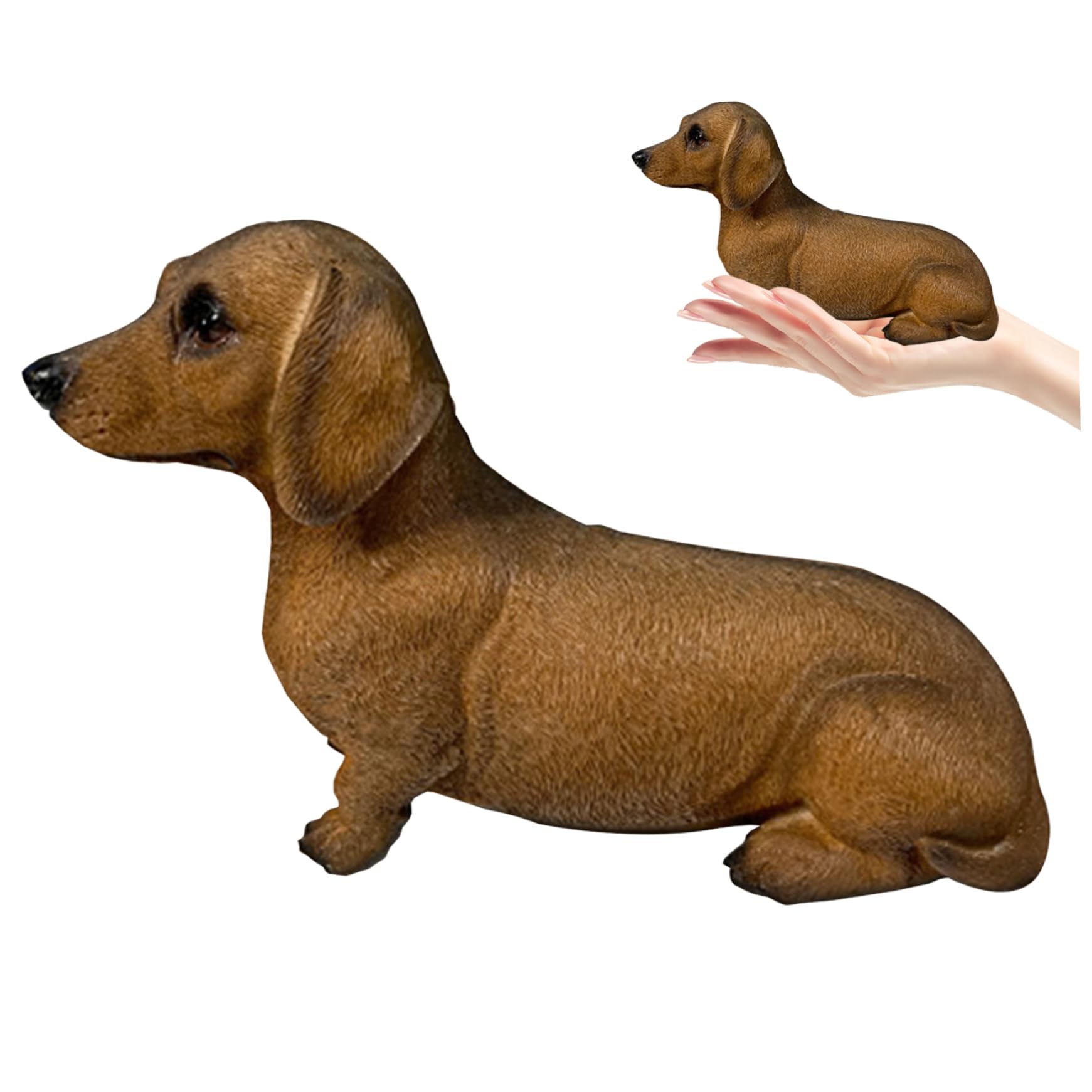 Bemonew Dachshund Statue Realistic Cute Dachshund Figurine Resin Decor Collectible Decorative Dog Statue for Home Office Desktop, Small