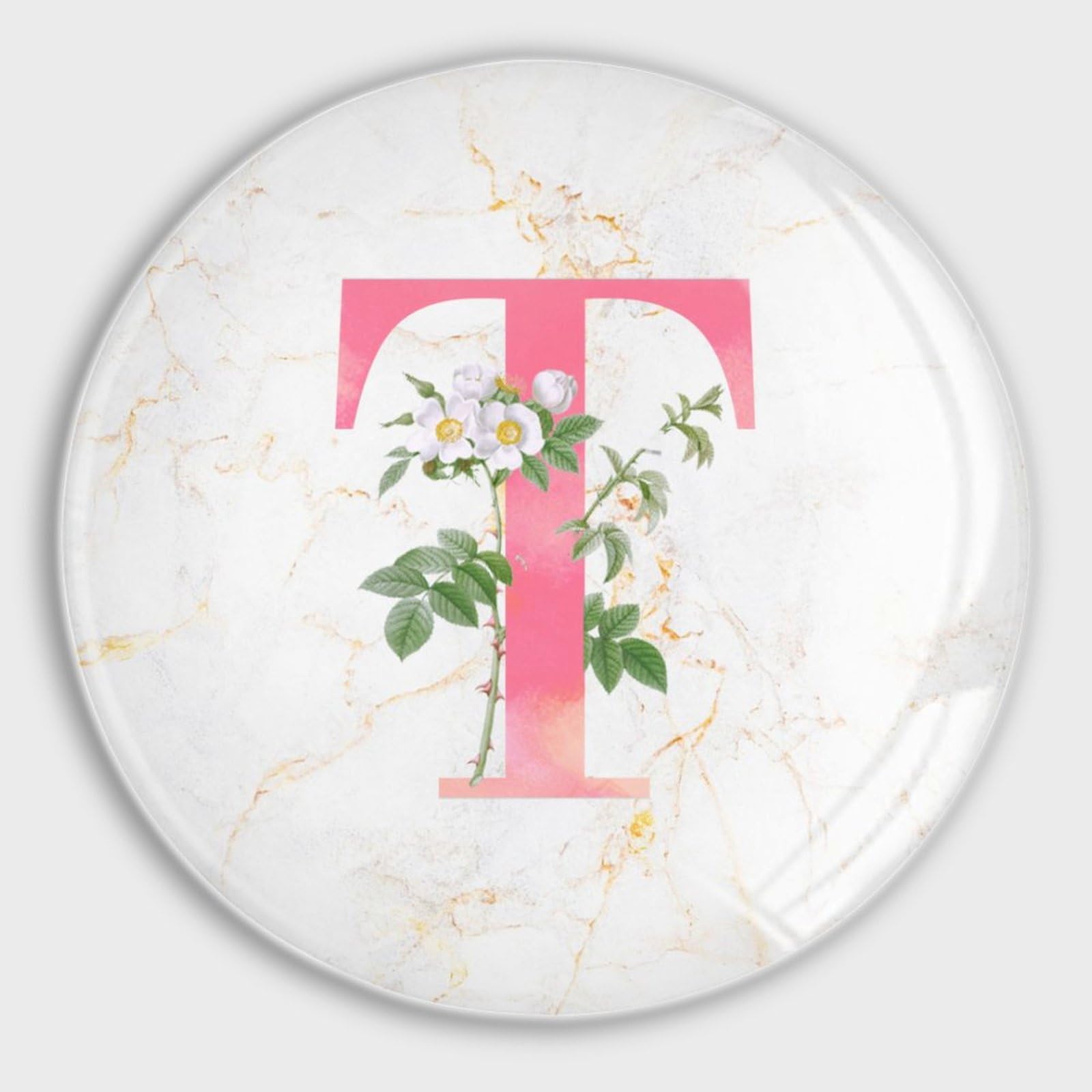 Aimants roses en verre initiale T lot de 4 idée cadeau déco maison