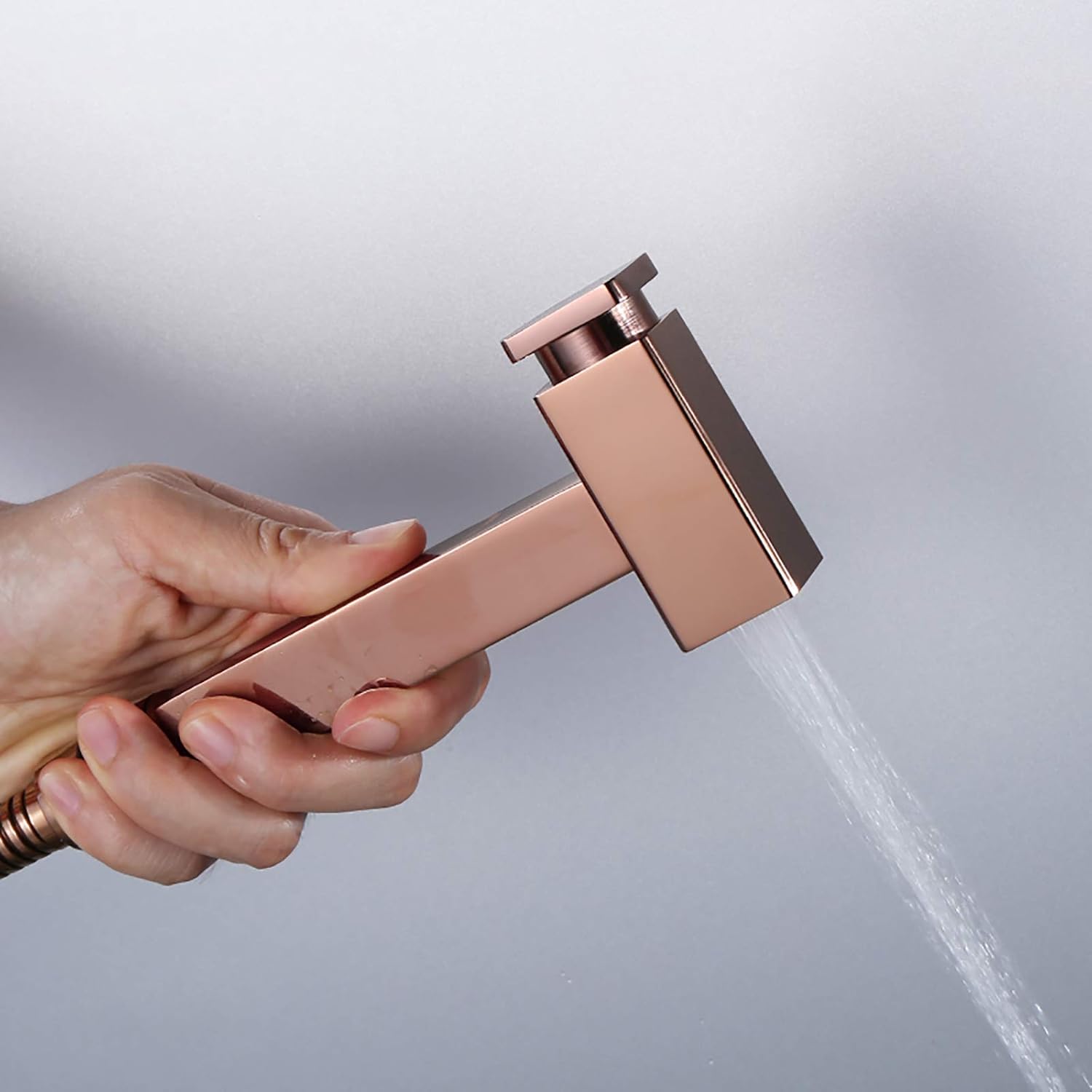 Handheld Bidet Sprayer for Toilet, Wall Mounted Brass Bathroom Cloth Diaper Sprayer Set Rose Gold Single Cold Water Toilet Bidet Sprayer Kit for Personal Hygiene
