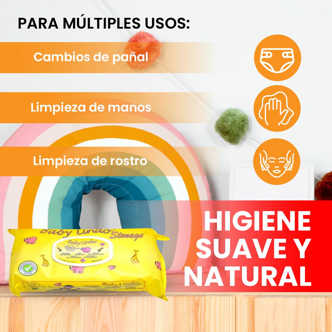 Lot de 20 lingettes humides biodégradables pour bébé hypoallergéniques