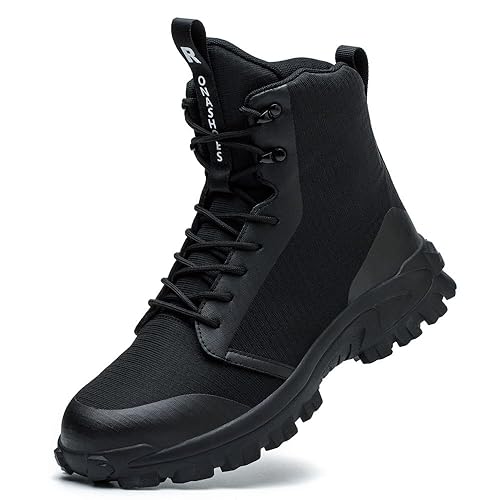 Rona Shoes Safety Boots Work Boots Steel Toe Cap Boots Safety Shoes Steel Toe Shoes Safety Trainers Work Shoes Lightweight Comfortable Non Slip Men's Women's Ladies - 11 UK - Armor Black