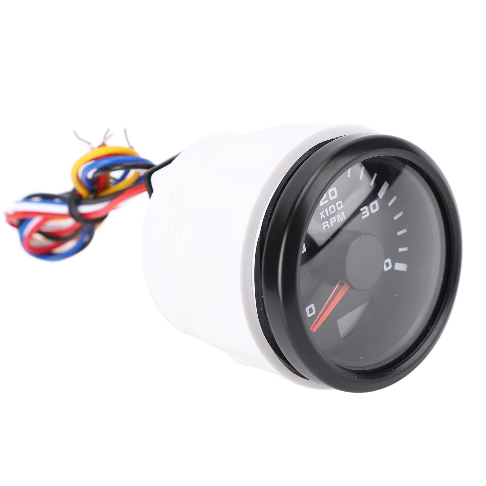 Tachymètre de Moteur 52 Mm 4000 Tr/min, Compteur Horaire, Rétroéclairage 7 Couleurs pour Camion, Tracteur, Voiture, Camping-car, Bateau, DC 9 à 32 V, Trou (Cadran noir Couvercle noir CX6225B)