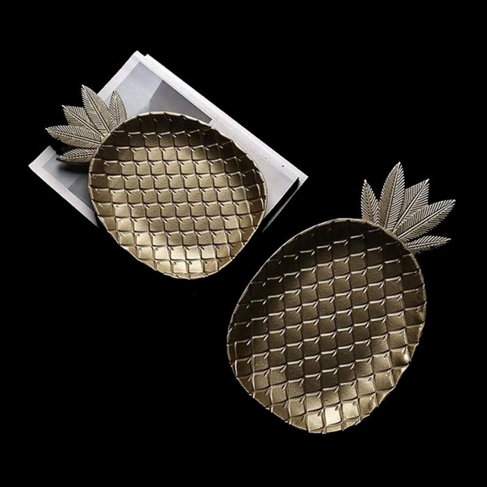MTZ Makeup Toy Pineapple Paradise Snack Tray Set: Durable, Unique Design for Home, Cafe, or Hawaiian Parties! Perfect for Serving Desserts, Snacks, and Fruits. Golden Pineapple Shaped Trays!