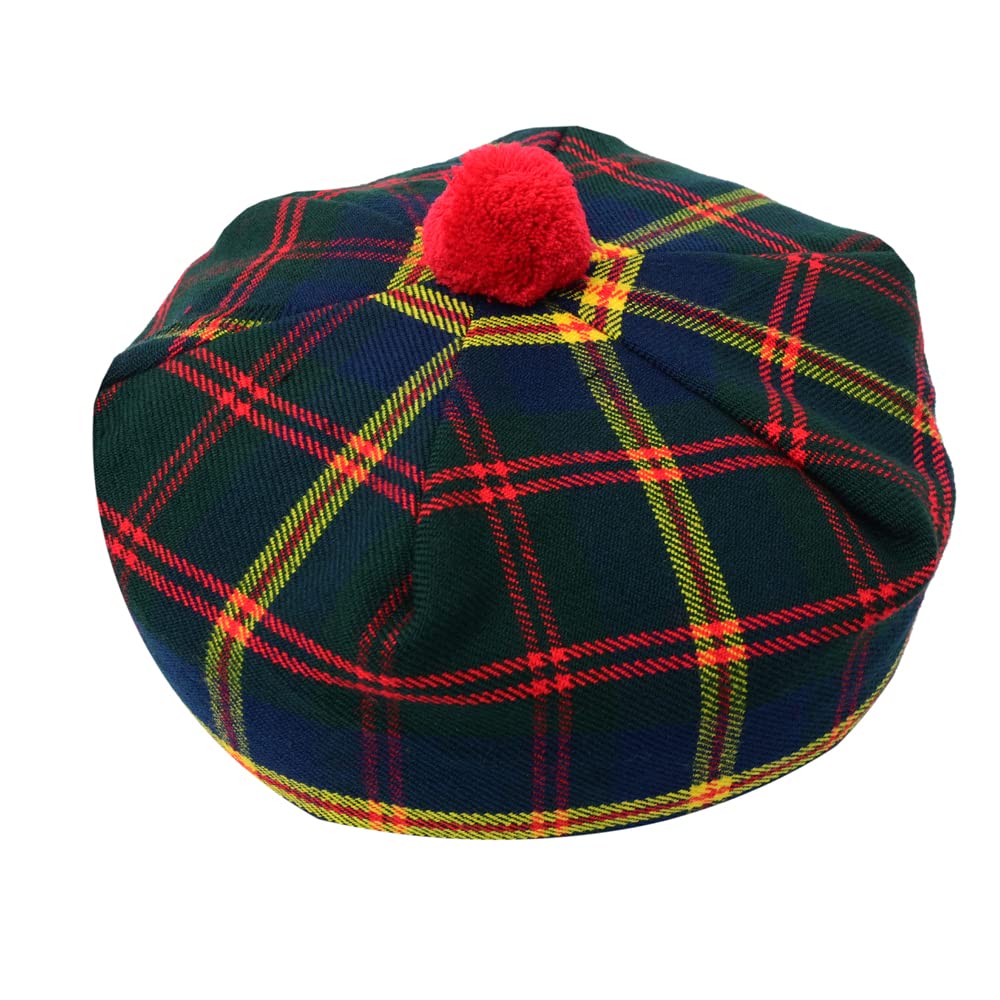 HAAUR TRADERSHAAUR Scottish Tammy Hat Traditional Kilt Tam o' Shatner Acrylic Wool Flat Bonnet Various Tartans with Pompom One Size