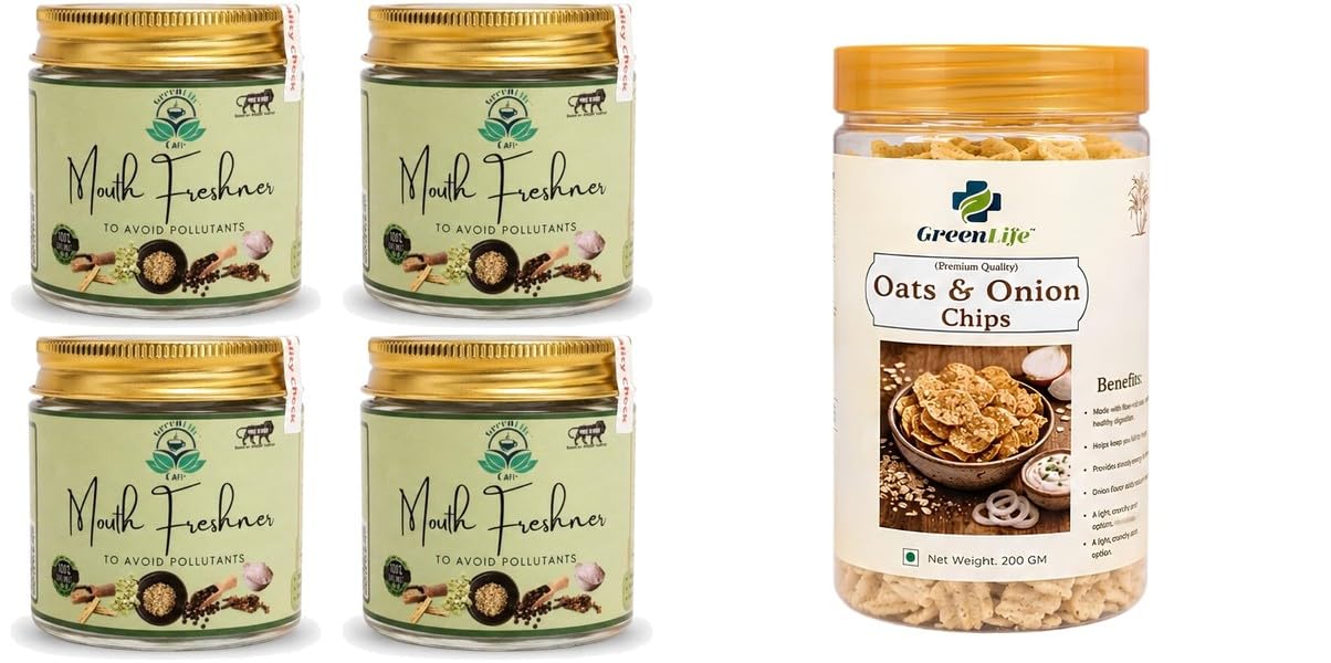 GREEN LIFE Digestive Mukhwas 50g | Saunf Mouth Freshener for Fresh Breath & After Meal Refreshment | Hygienically Packedpack of 4Oats & Onion Chips | Baked Oats | Crispy Flavor | 2-image-31