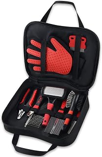Wisedog 7-Piece Pet Grooming Kit for Dogs & Cats: Slicker Brush, Dematting Comb, Nail Clipper, Flea Comb, Hair Mitts - Professional Home Grooming